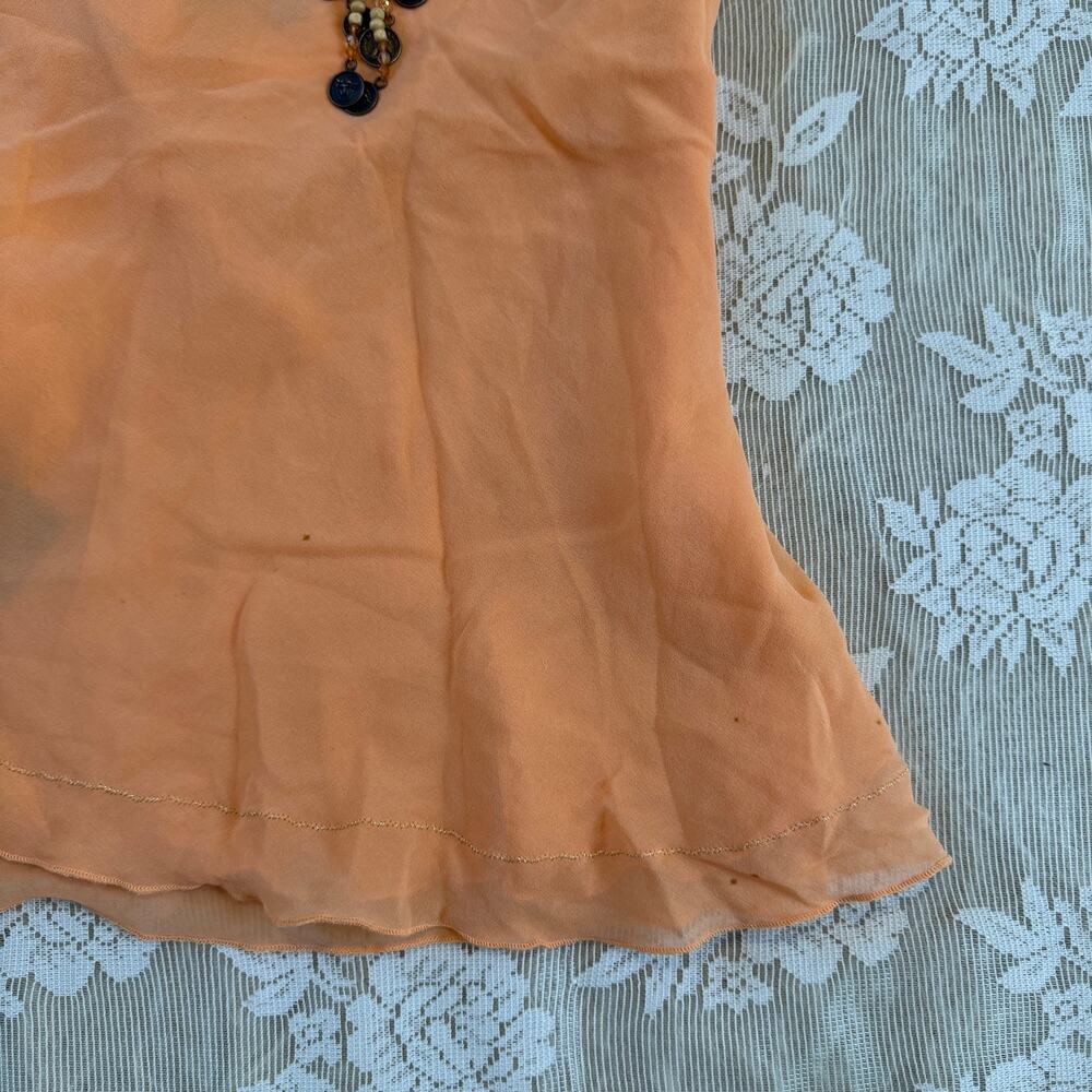 Vintage Y2K Bebe Orange Silk Beaded Halter Top Size Small - Picture 3 of 7